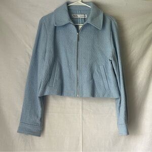 New women’s structured metallic thread jacket, zip-up, two pockets on the front